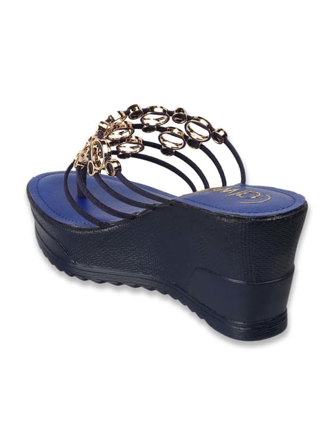 Denim Sandals Guess Wedge Flip Flops Catwalk Women's Blue Thong Wedges