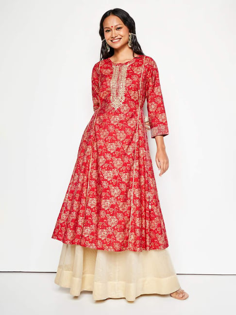 global desi red dress Kurti Global Desi Dhoti Dress Global Desi Ethnic Kurti (L, Red,  AW19GS190KUSTN) In Delhi At