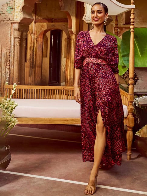 GLOBAL DESI Women Printed Three-Quarter Sleeves Maxi Dress | Lifestyle  Stores | Sector 4C | Greater Noida