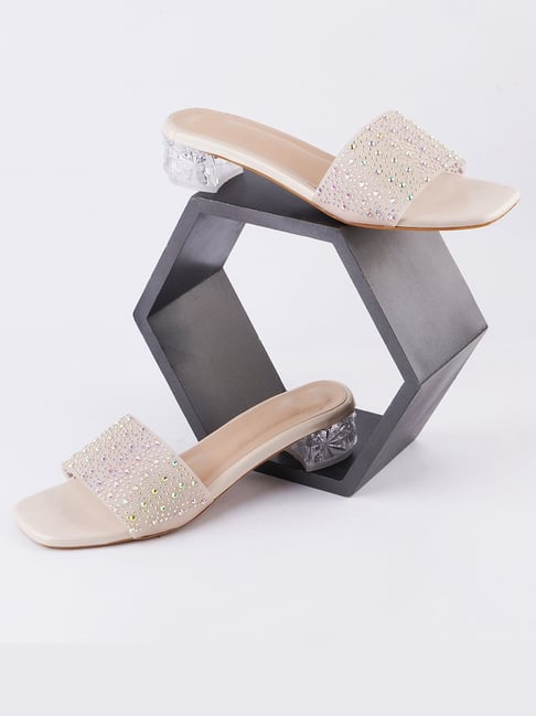 The White Pole Women's Golden Casual Sandals