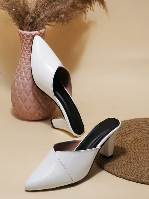 The White Pole Women's White Mule Shoes