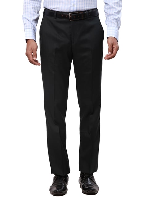Park Avenue Forest Green Smart Fit Texture Trousers-image-26