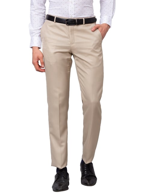 Park Avenue Fawn Smart Fit Texture Trousers-image-9