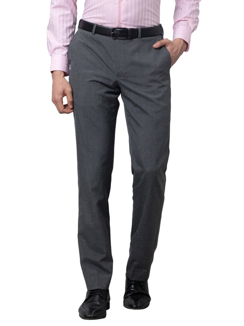 Park Avenue Grey Smart Fit Texture Trousers-image-39