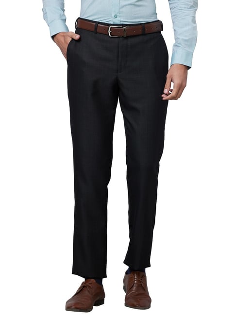 Park Avenue Z Black Smart Fit Checks Trousers-image-25