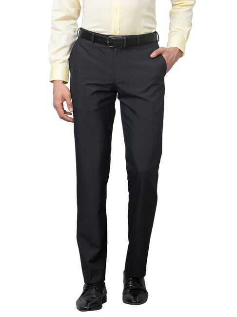Park Avenue Carbon Smart Fit Checks Trousers-image-8