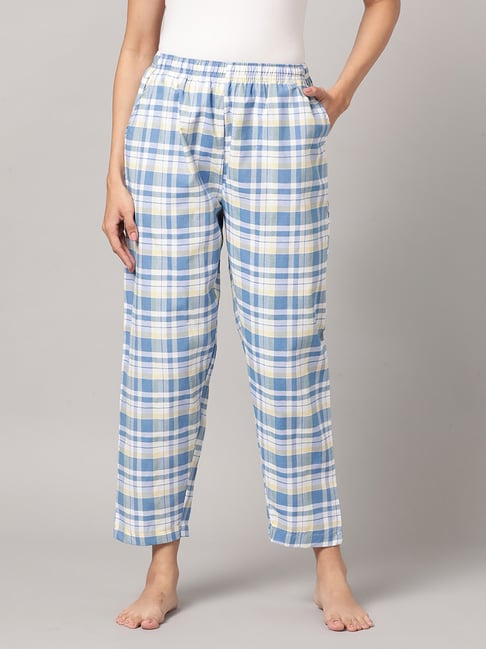 Kryptic Blue & White Cotton Checks Pyjamas-picture-16