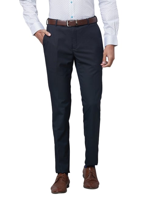 Buy Raymond Blue Slim Fit Texture Trousers for Mens Online @ Tata CLiQ