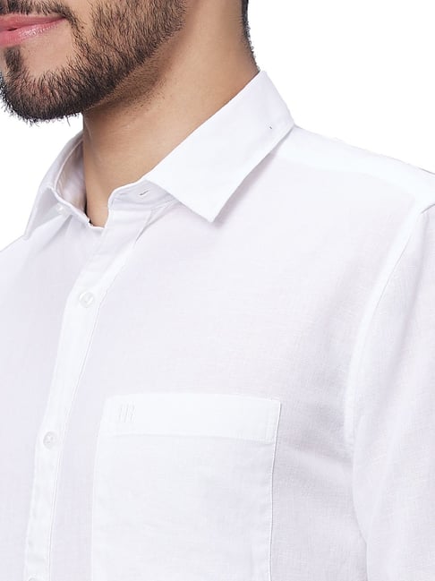 Raymond White Cotton Linen Slim Fit Shirt