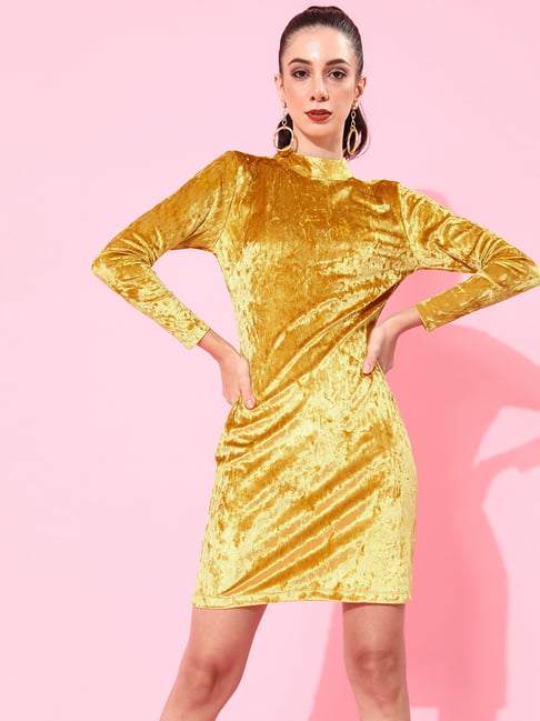 bodycon maternity dress wedding guest Yellow Bodycon Dress Mesh main image 1