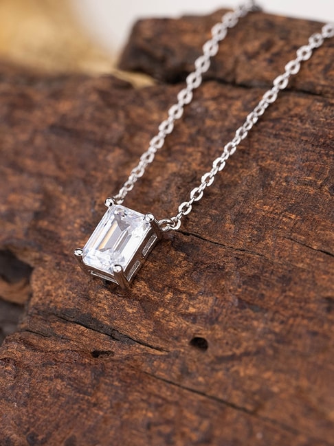 Emerald Cut East-West Diamond Pendant Necklace - Marcilla Bailey