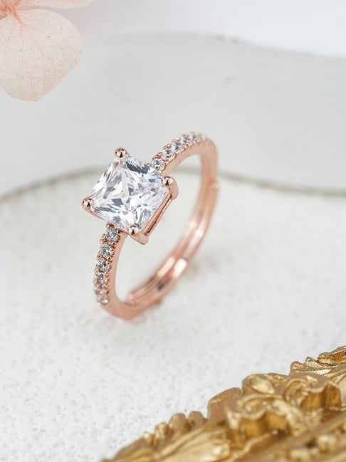 Sleek rose gold ring with 2ct princess cut solitaire -