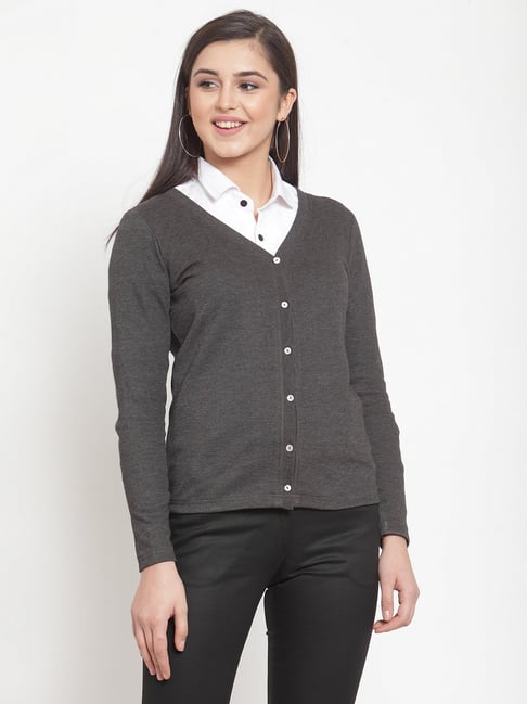 KASSUALLY Grey Textured Cardigan