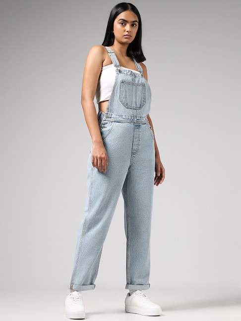Navy | Cotton Dungarees | WoolOvers UK