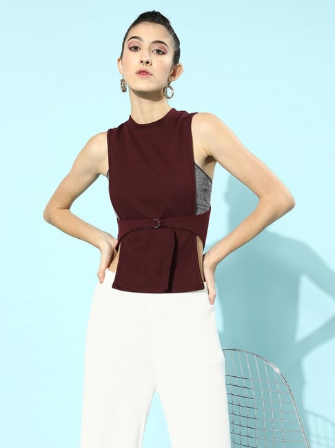 KASSUALLY Burgundy Relaxed Fit Shrug