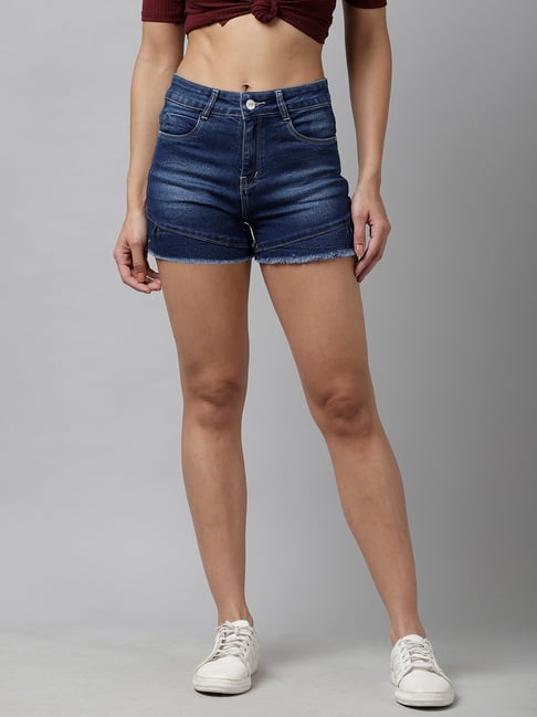 KASSUALLY Blue Relaxed Fit Shorts-picture-16