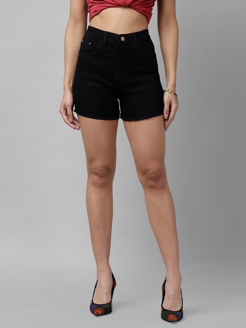 KASSUALLY Black Relaxed Fit Shorts-picture-22