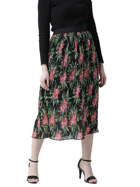 Buy KASSUALLY Black Floral Print Skirt for Women Online Tata CLiQ