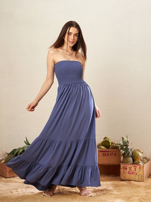 Buy KASSUALLY Blue Relaxed Fit Maxi Dress for Women Online Tata CLiQ