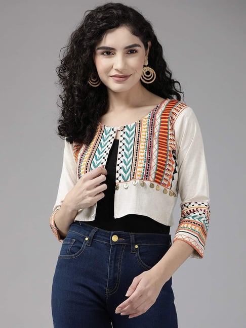 Ethnic Kurti With Denim Jacket Black Denim Jacket With Long Kurtis