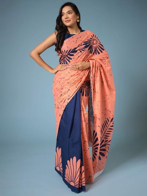 Peach Colour Beautiful Saree And Blouse – Kaleendi