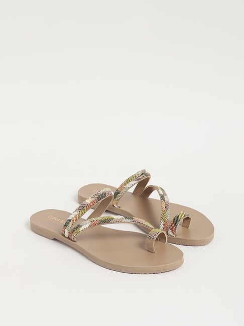 Buy LUNA BLU by Westside Gold Two-Strap Sandals for Online @ Tata CLiQ