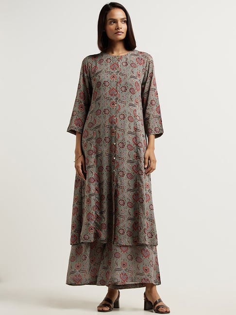 Zuba by Westside Lilac A-Line Silk Blend Floral Kurta Price in India, Full  Specifications & Offers | DTashion.com
