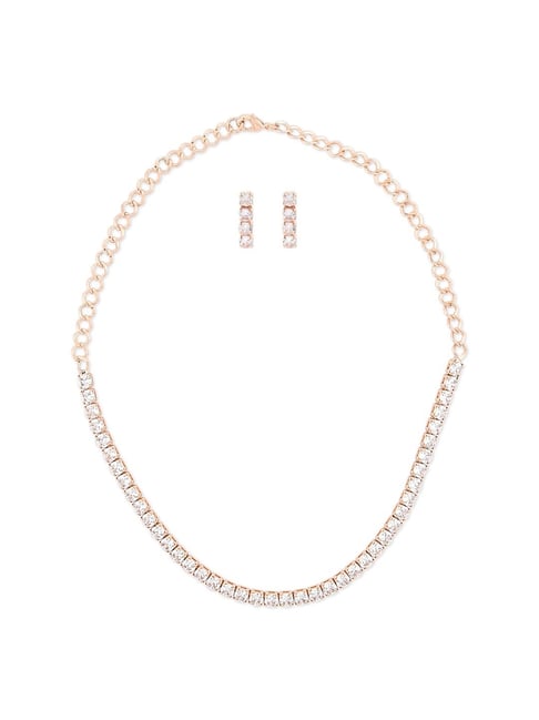 Buy Zaveri Pearls Rose Gold Necklace Set-ZPFK15238 Online At Best