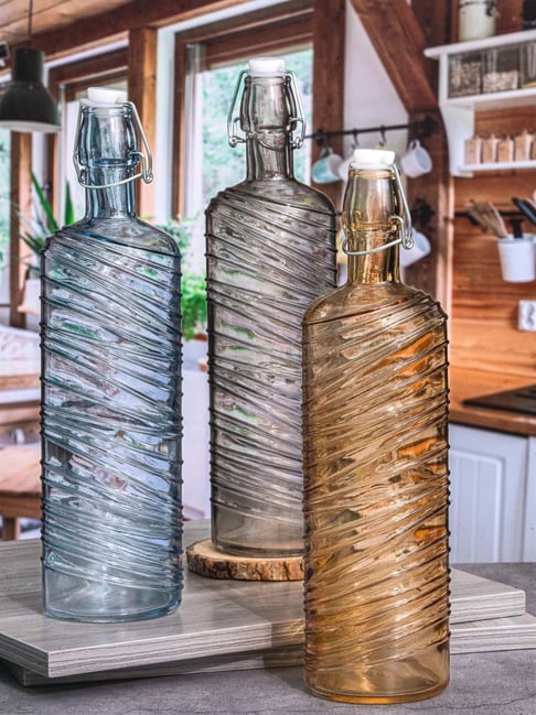 ROXX Daisy Multicolour Glass Bottle (1 L) - Set of 3-picture-44