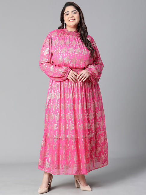 Buy Oxolloxo Pink Printed Maxi Dress for Women Online Tata CLiQ