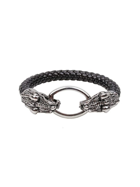 Buy Peora Leather Dragon Head Braided Stylish Bracelet Online At