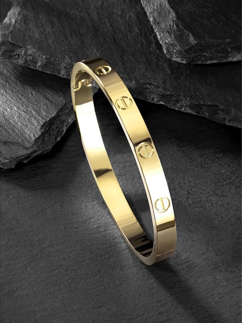 Peora Gold Plated Stylish 316L Stainless Steel Kada Bracelet Jewellery for Men and Women-picture-33