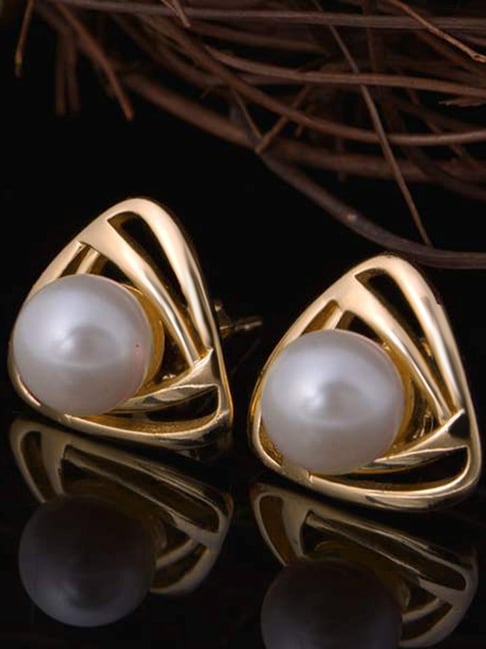 Gold Cultured Pearl Cluster Earrings