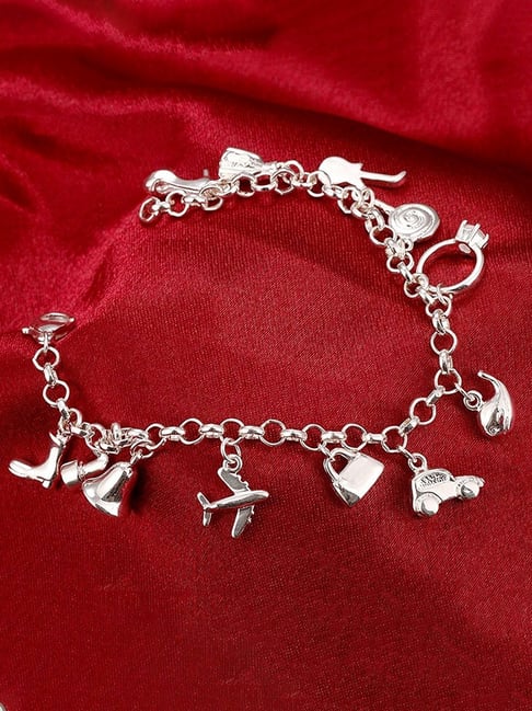 Peora Jolly Charms Silver Plated Charm Openable Bracelet for Girls & Women-picture-32