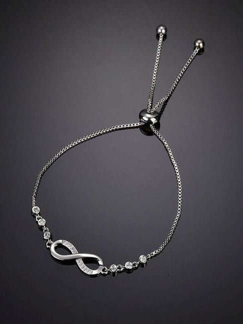 Peora Silver Plated Cubic Zirconia Studded Adjustable Charm Style Bracelet Jewellery for Women-picture-36