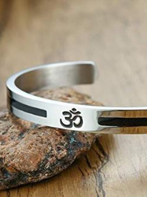 Peora Stainless Steel Om Aum Sanskrit Symbol Cuff Bracelet Kada for Men and Boys-picture-30