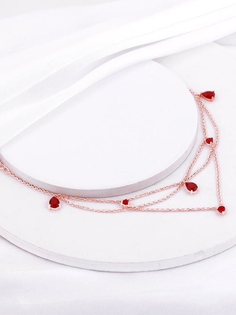 GIVA 92.5 Sterling Silver Rose Gold Queen of Love Necklace-picture-15