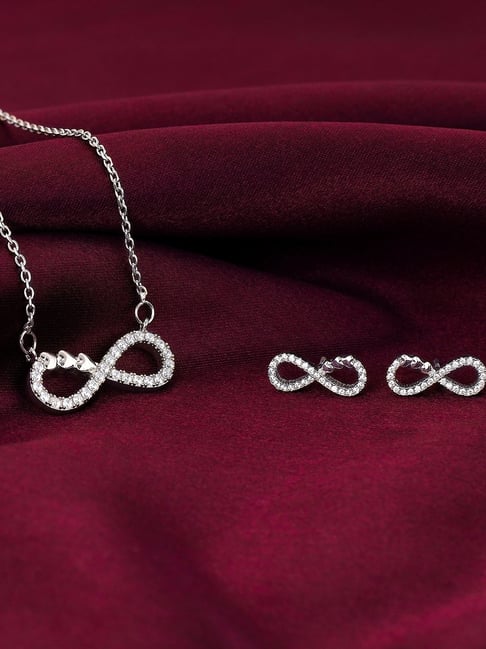 Buy GIVA 925 Silver Infinity Heart Necklace Set Online At Best