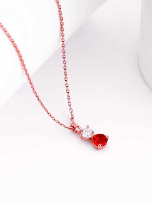 GIVA 92.5 Sterling Silver Rose Gold Dual Scarlet Pendant with Link Chain-picture-24