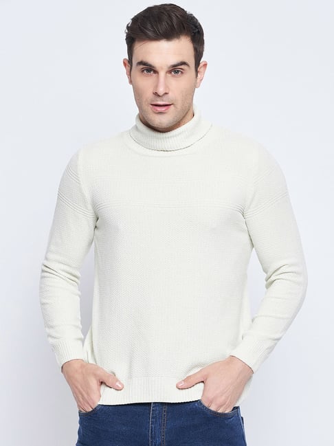 Camla Off White Regular Fit High Neck Sweater
