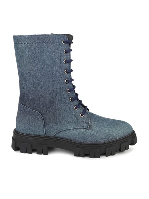 Women's Navy Derby Boots