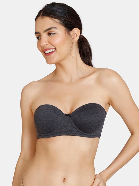 Zivame Grey Printed Half Coverage Padded T-Shirt Bra