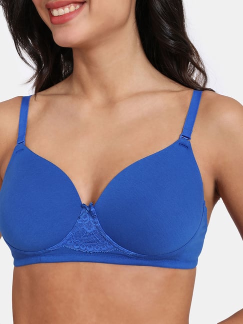 Zivame Blue Half Coverage Wireless Backless Bra