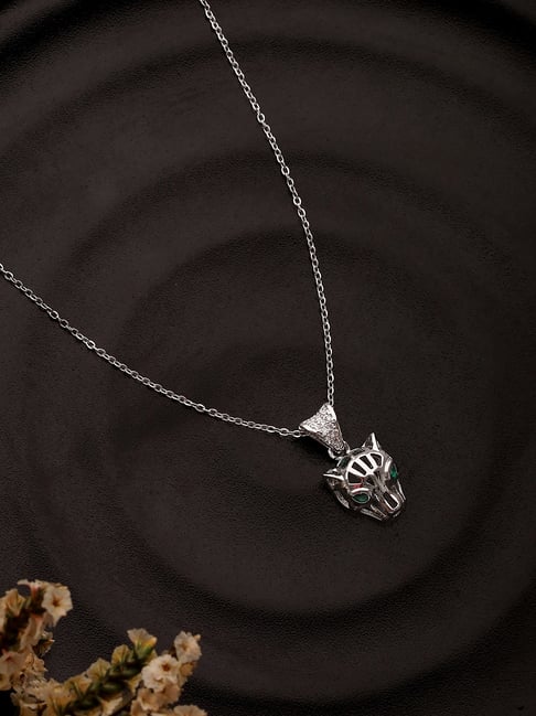 Aatmana Silver-Plated CZ Studded Snake Necklace-picture-37