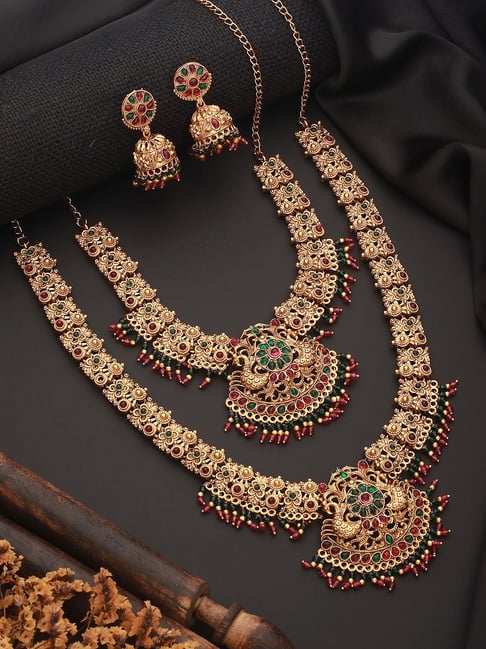 235-GS145 - 22K Gold Necklace & Drop Earrings Set | 22k gold necklace,  Indian gold necklace designs, Gold necklace set