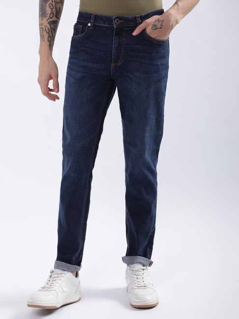Lindbergh Blue Cotton Tapered Fit Jeans-picture-10