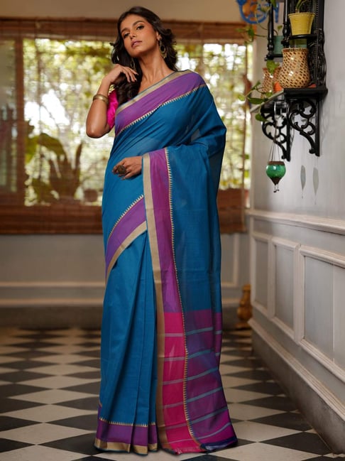 Peacock Green & Blue Traditional Half Saree Set - ANJU SHANKAR LABEL