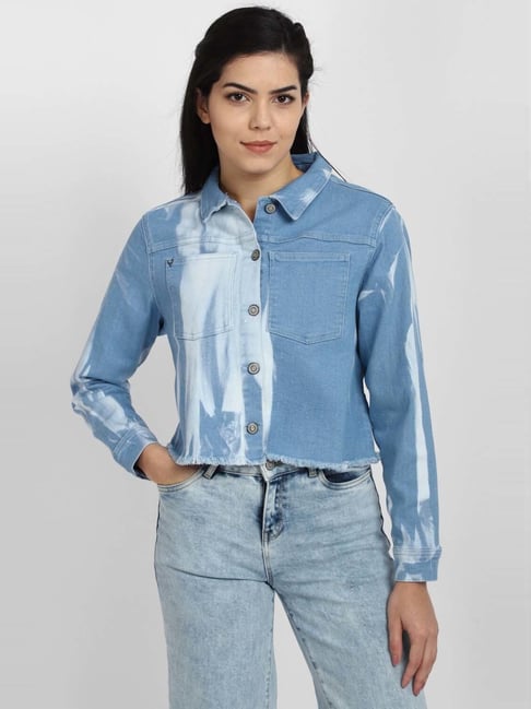 Buy Allen Solly Blue Printed Denim Shirt for Women Online Tata CLiQ