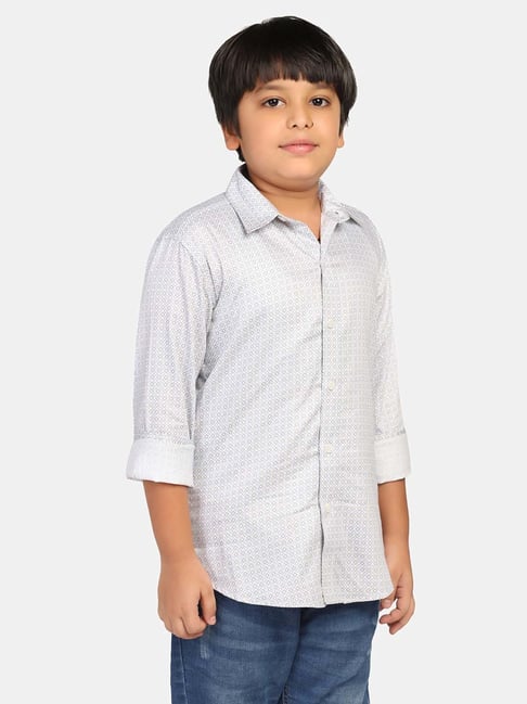 TAHVO Kids Grey Cotton Printed Full Sleeves Shirt-picture-14