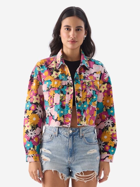 Buy MARIE CLAIRE Womens Zip Through Neck Floral Print Jacket | Shoppers Stop